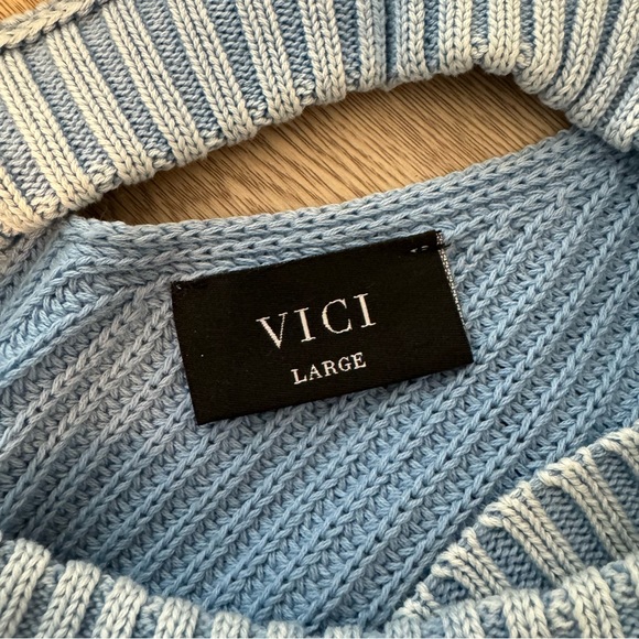 Vici Baby Blue Cold Shoulder Sweater - Picture 5 of 6